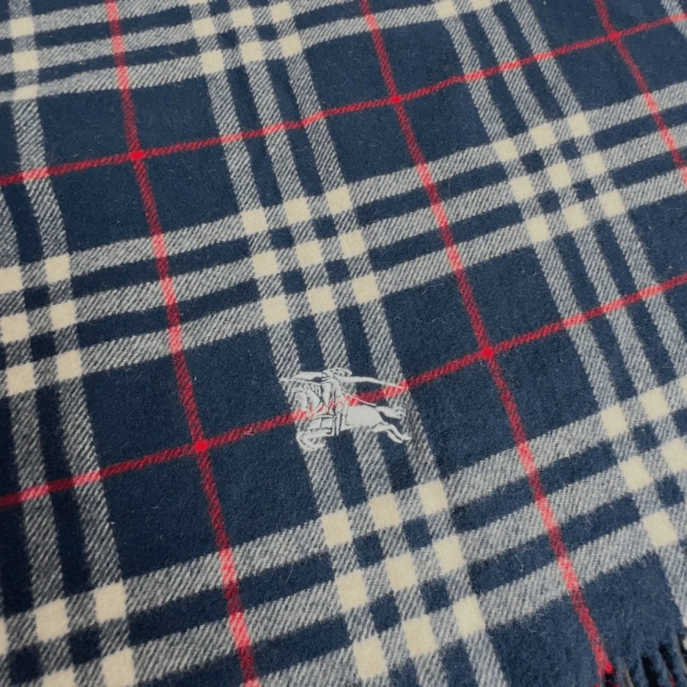 Burberry Nova Check Cashmere Scarf Navy Stole Muffler